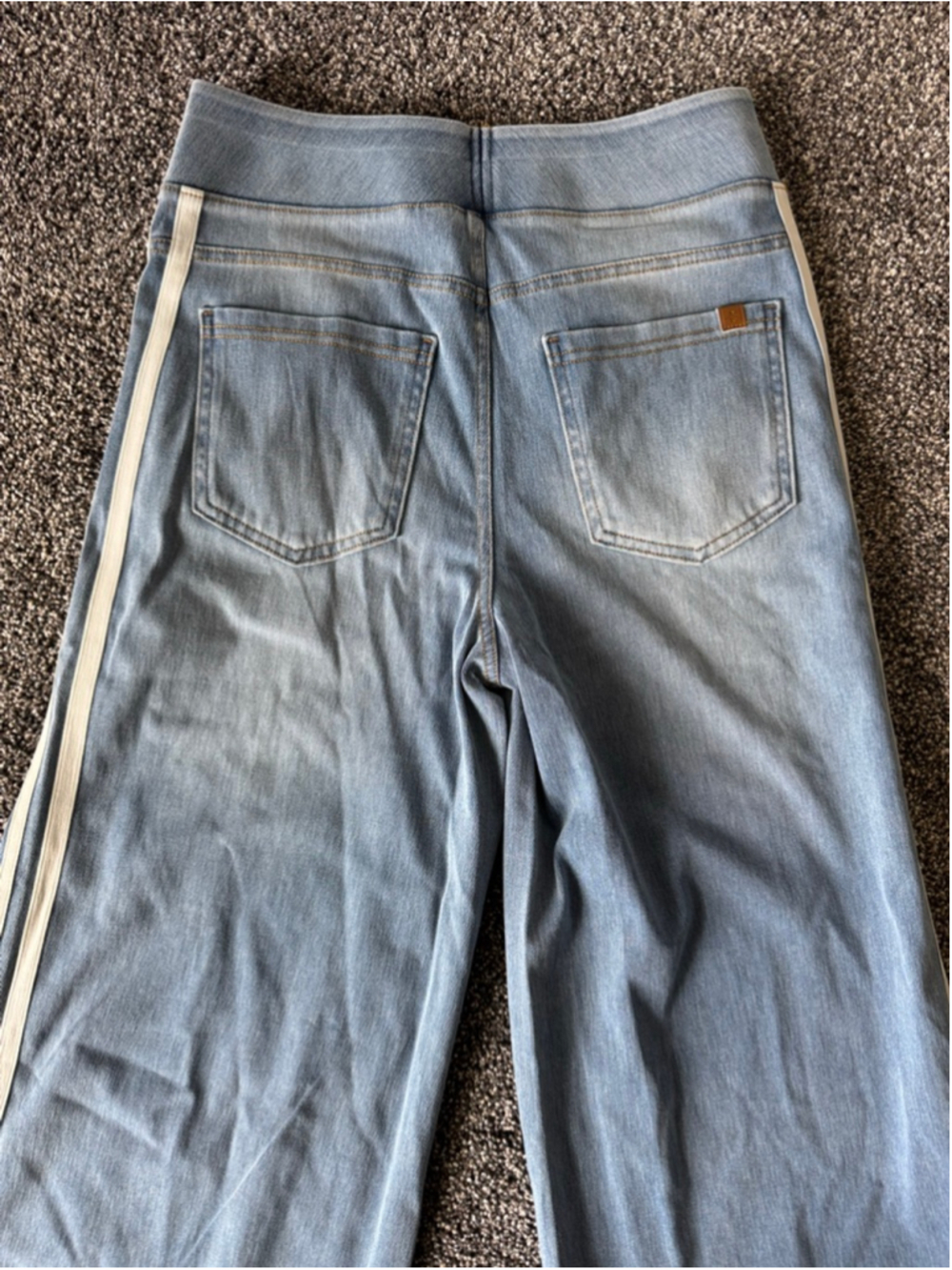 Halara Flex™ High Waisted Stripe Wide Leg Flowy Washed Casual Jeans Light Blue M - Picture 13 of 14